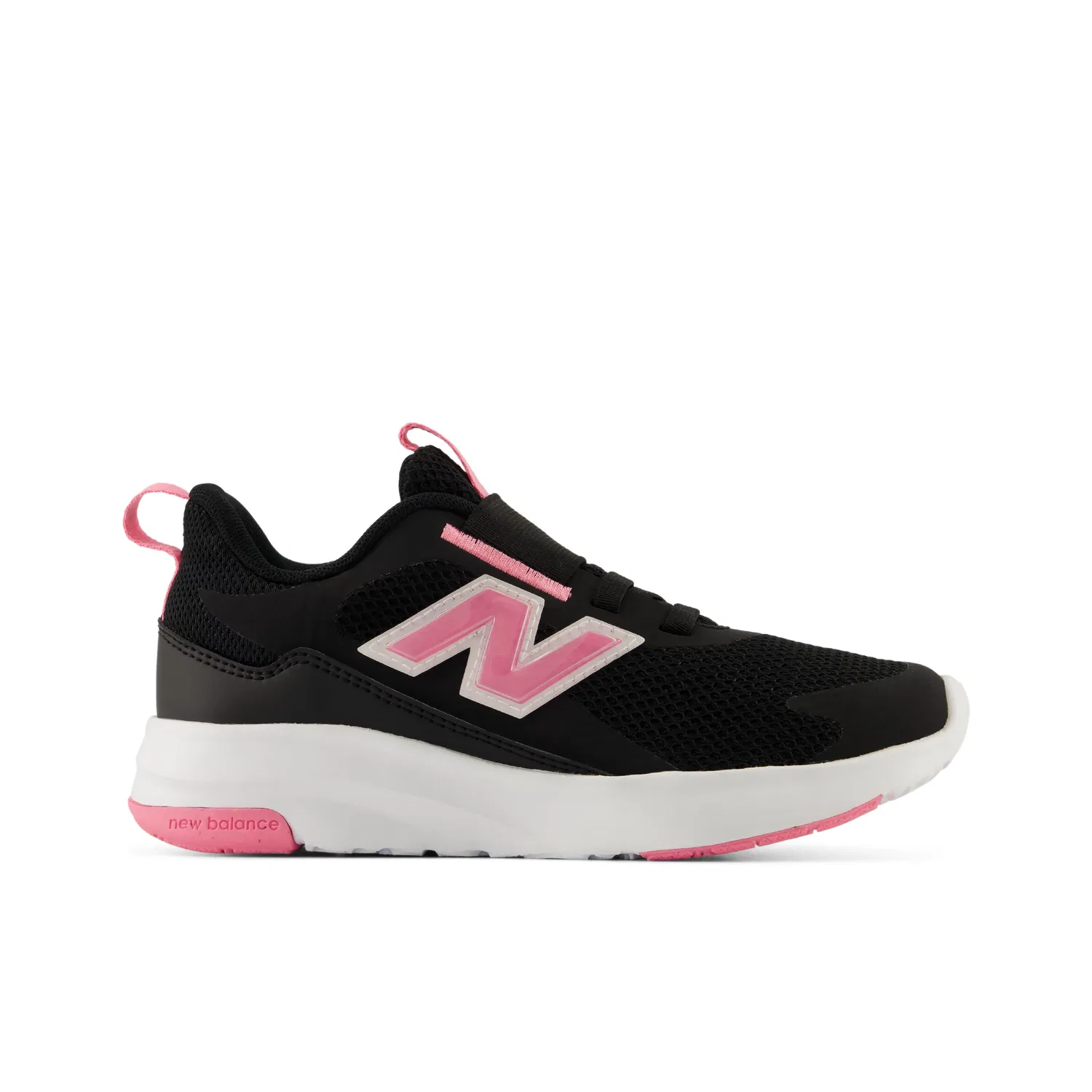 Детские кроссовки без шнуровки на сетчатой основе 468 Slip On New Balance, Black With Signal Pink