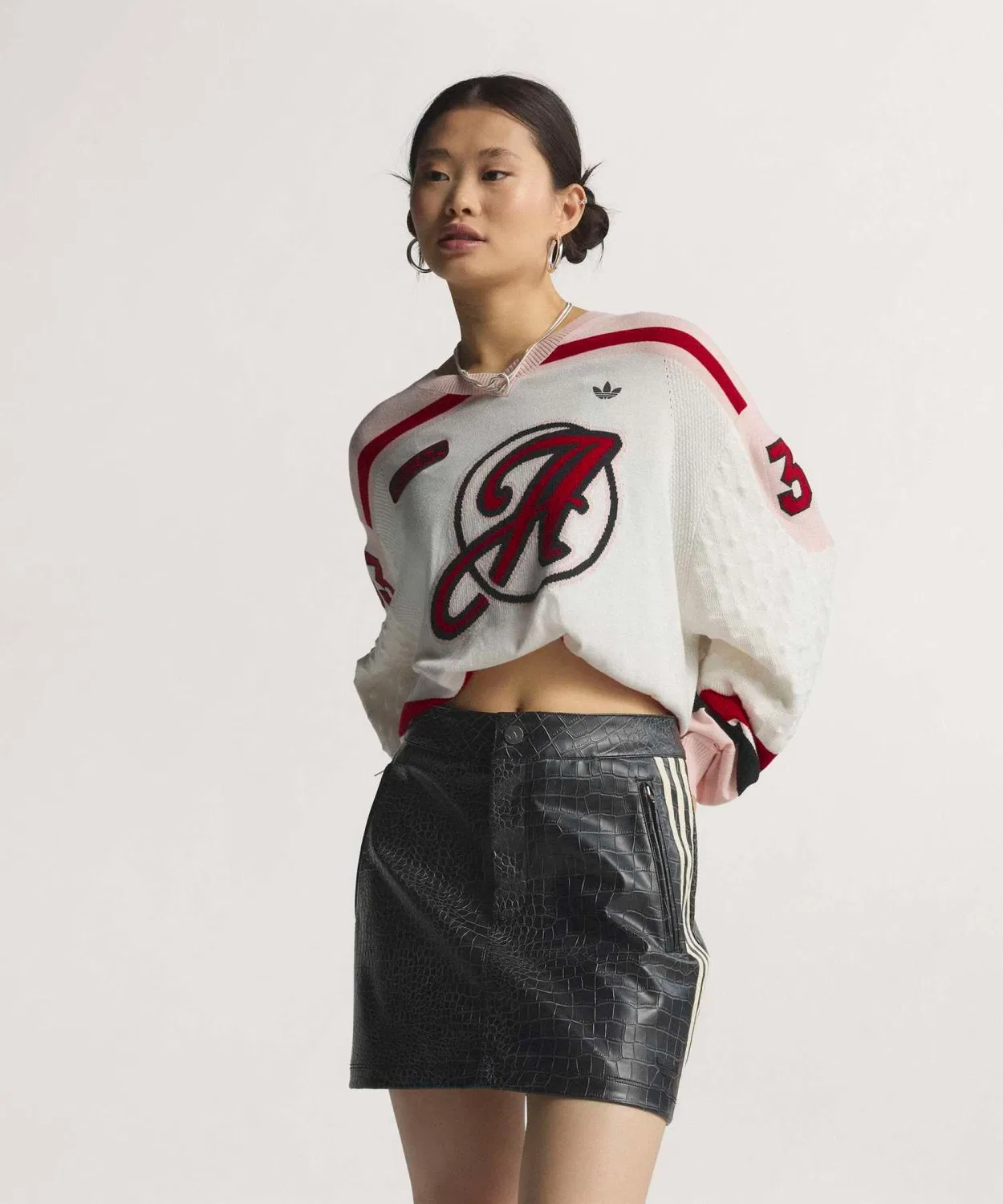 Женская юбка из кожзама с пуговицами, модель Pleaser Mini Skirt Adidas, Black