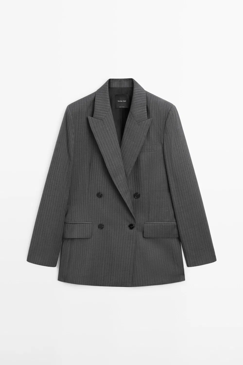 Пиджак Massimo Dutti Pinstripe Cool Wool Blend Suit, серый — фото 2
