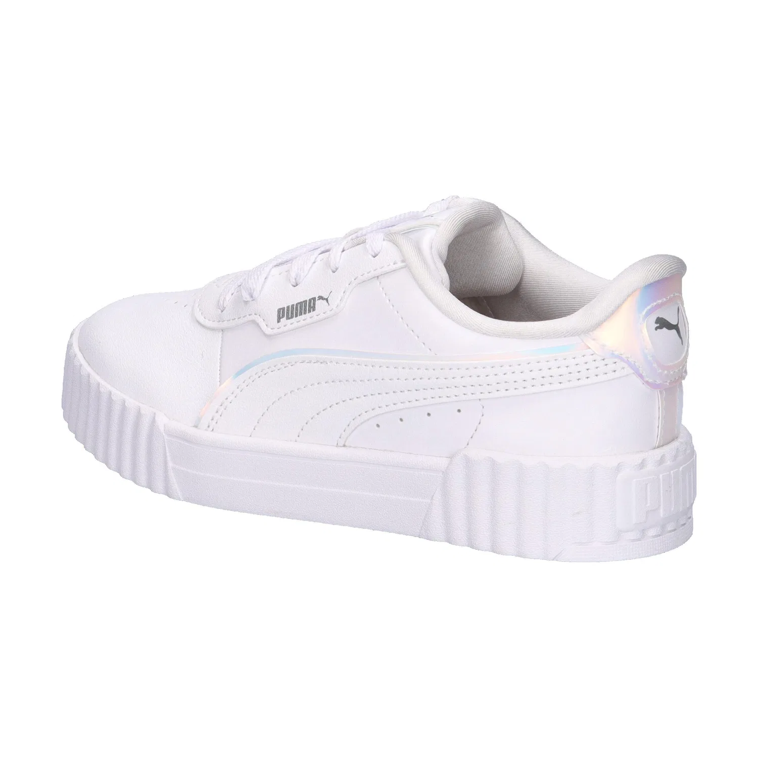 Детские кроссовки для девочек с блестящей пяткой Carina 3.0 Holo 2.0 PS Puma, Weiss Silber — фото 3