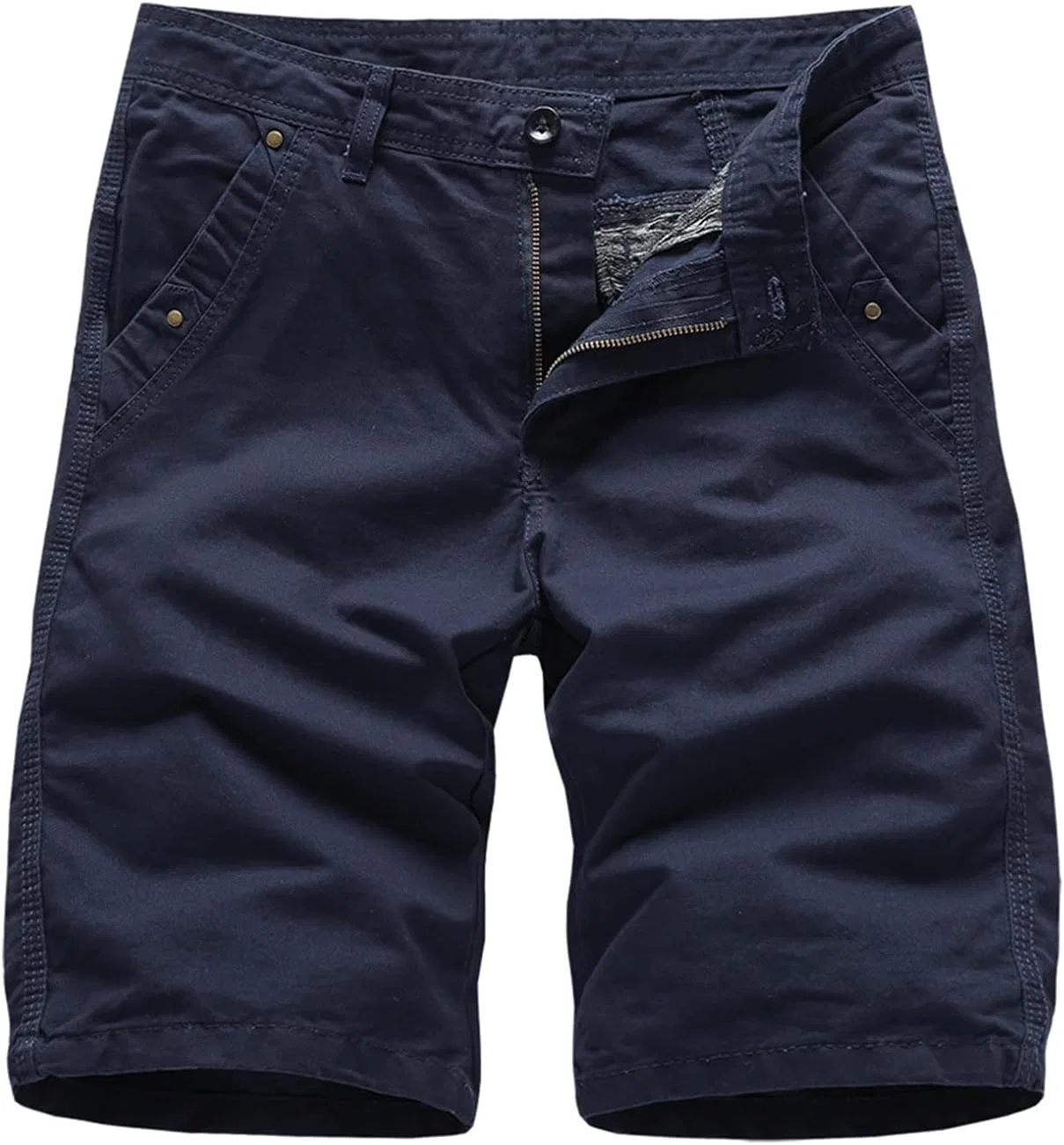 Шорты джинсовые мужские, классический прямой крой, хлопок, stretch, Darkblue Generic