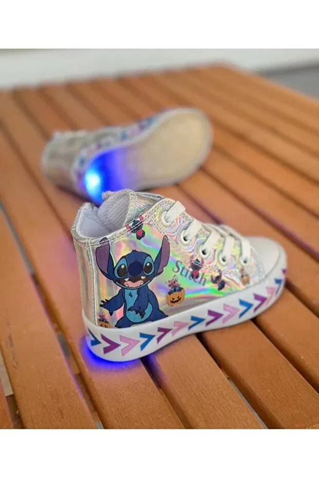 Детские повседневные туфли для девочек на шнуровке Surpie Shoes, Silver — фото 3
