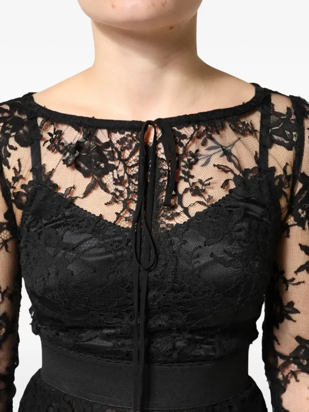 Платье миди с кружевной отделкой Dolce & Gabbana, черный — фото 4