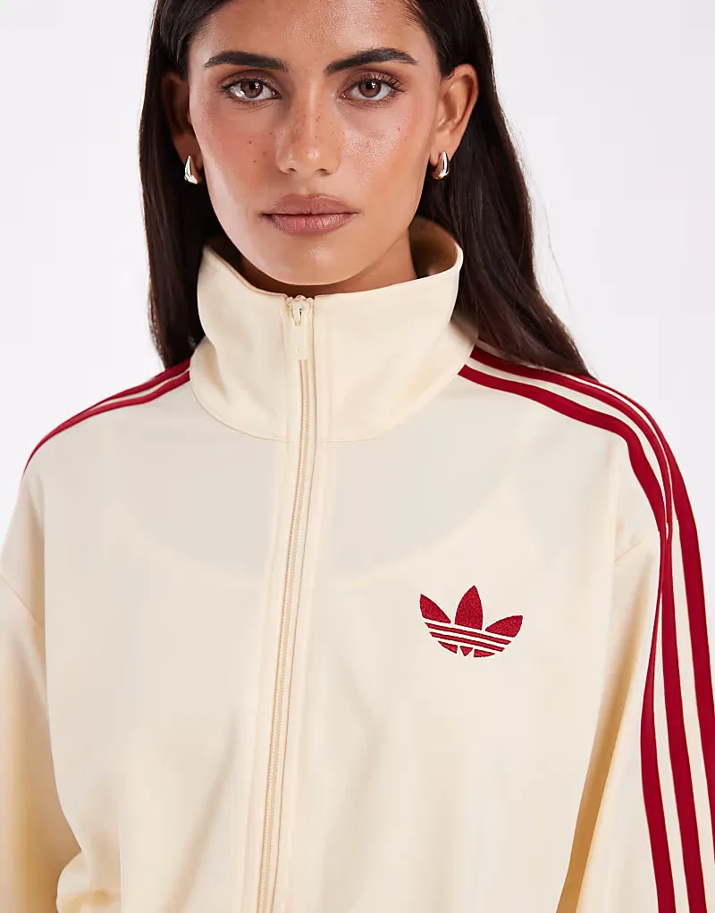 Спортивная куртка Adidas Originals Firebird в теплых ванильных и красных тонах — фото 3