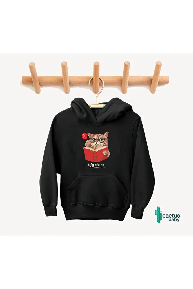 Детская толстовка для мальчиков с принтом Cactus baby course working cat design Cactus Collection, Black