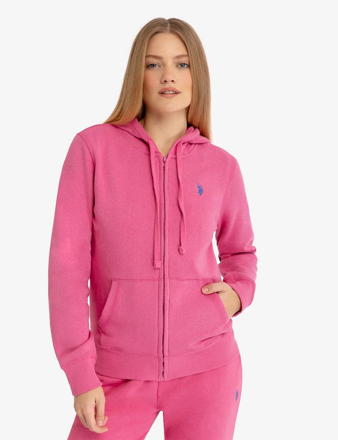 

Худи U.S. Polo Assn. Fleece Full Zip Logo, розовый