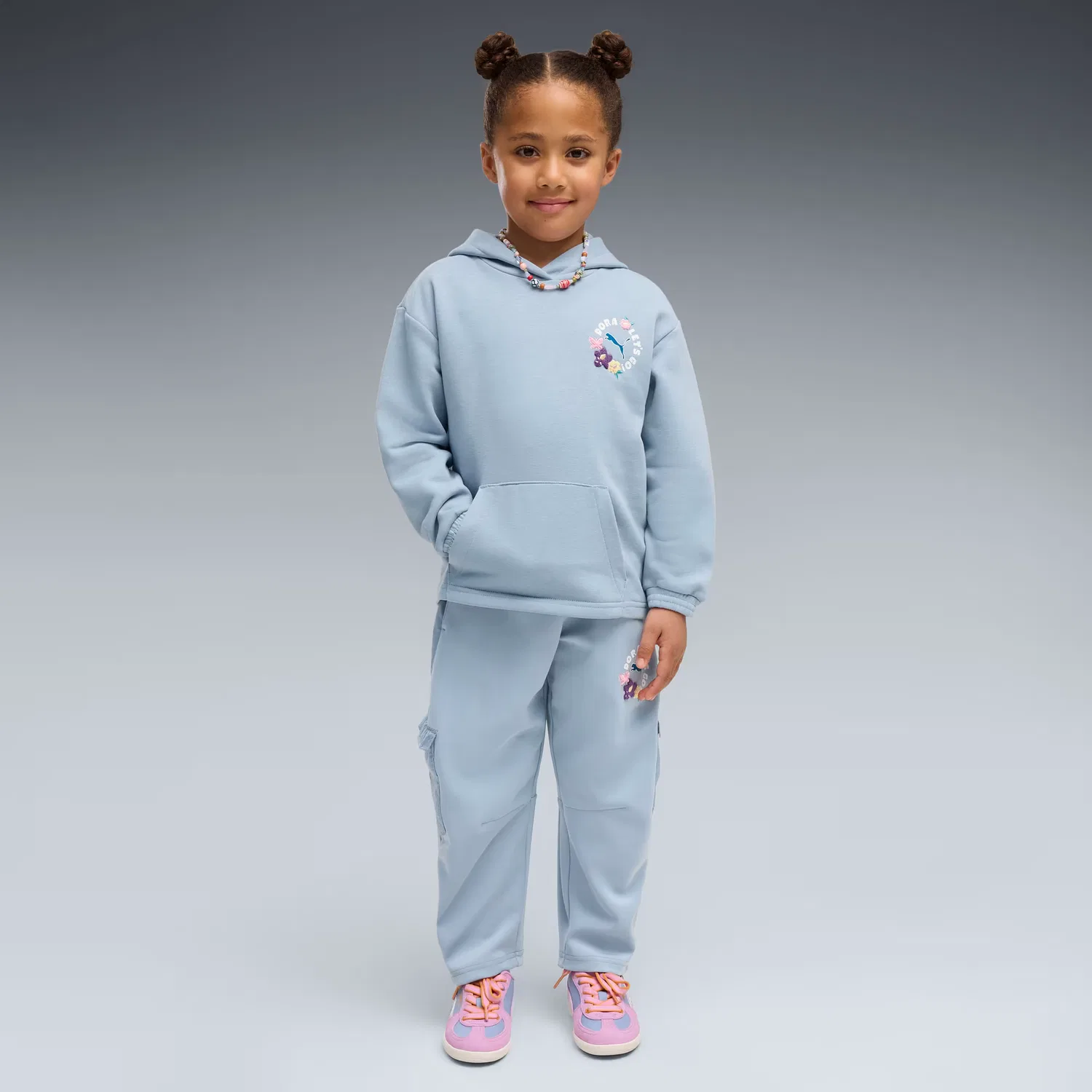 Детская свободная толстовка с капюшоном Puma X Dora The Explorer, Chambray Blue — фото 3