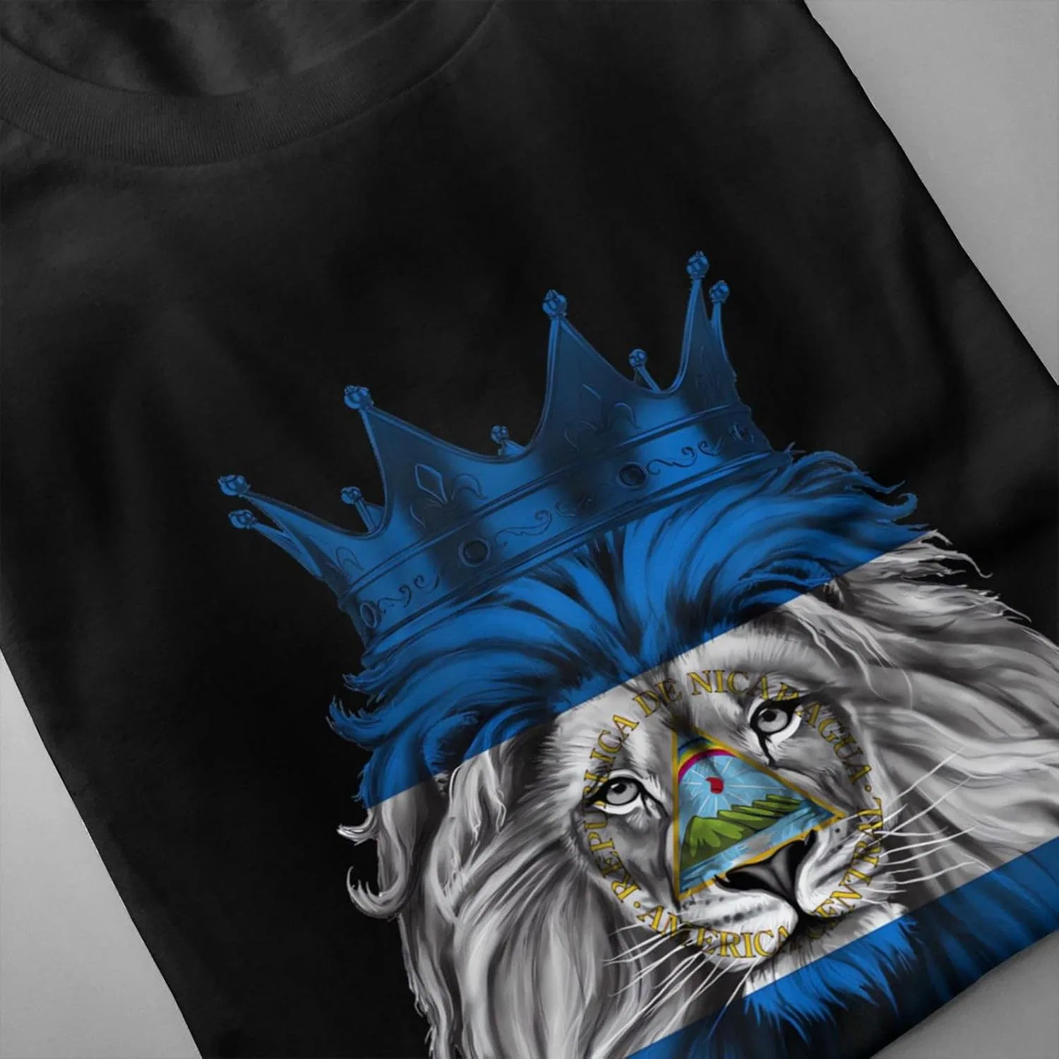 Мужская футболка с принтом King Lion Nicaragua Flag Cotton, King Lion Nicaragua Flag — фото 3