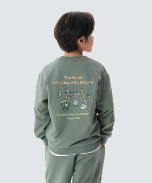 Свитшот детский для кемпинга, s25skfht80 Snowpeak Apparel Kids, мята