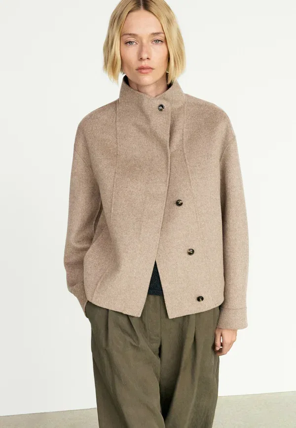 Куртка из шерсти и полиэстера Light jacket Massimo Dutti, light brown, светло-коричневый