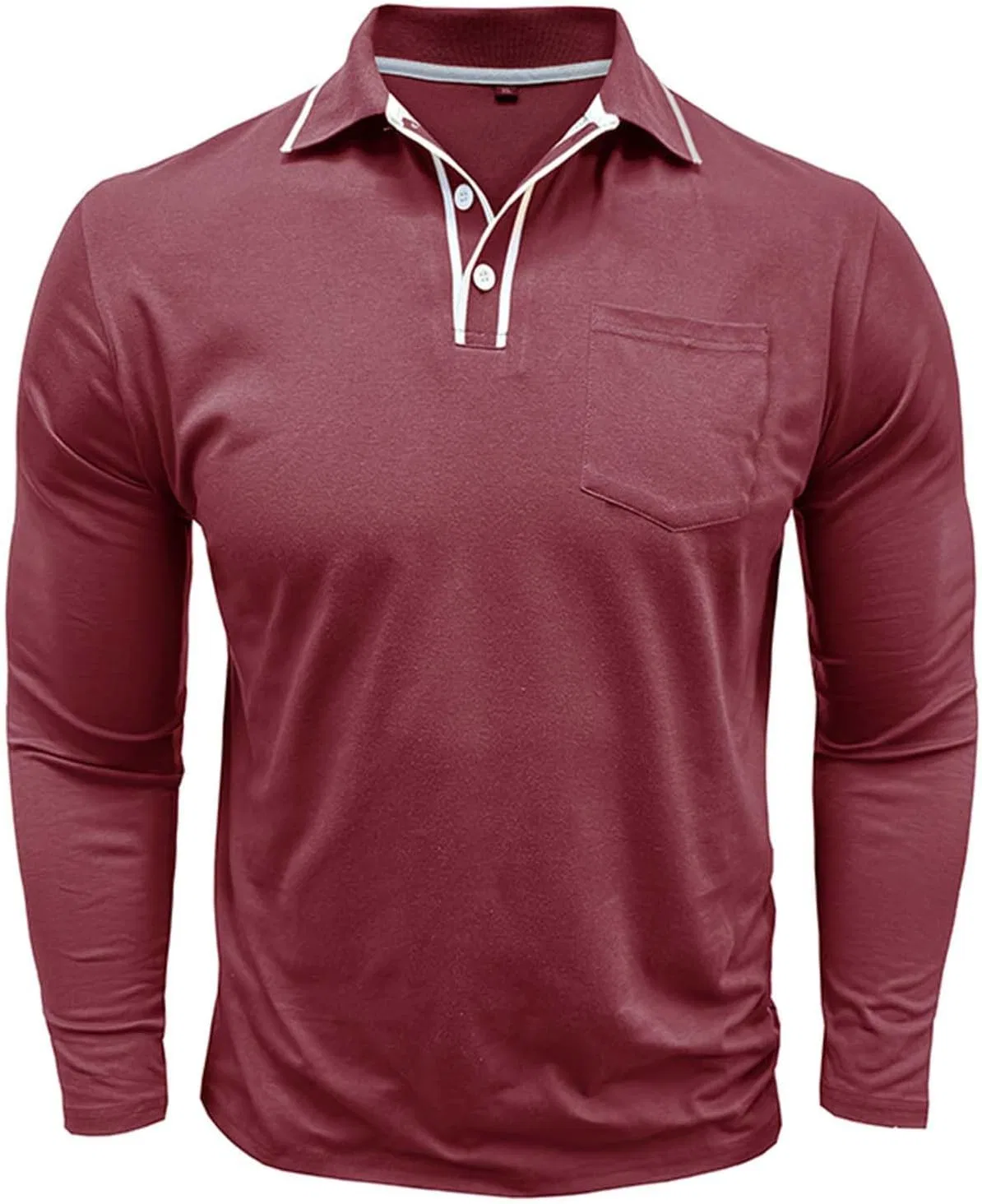 Мужская рубашка с отложным воротником и полукардиганом Cotton, Wine — фото 4