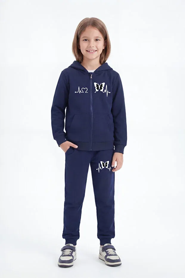 Детский комплект спортивных костюмов для девочек с принтом 6 шт Panios Kids, Gray-Blue-Black — фото 3
