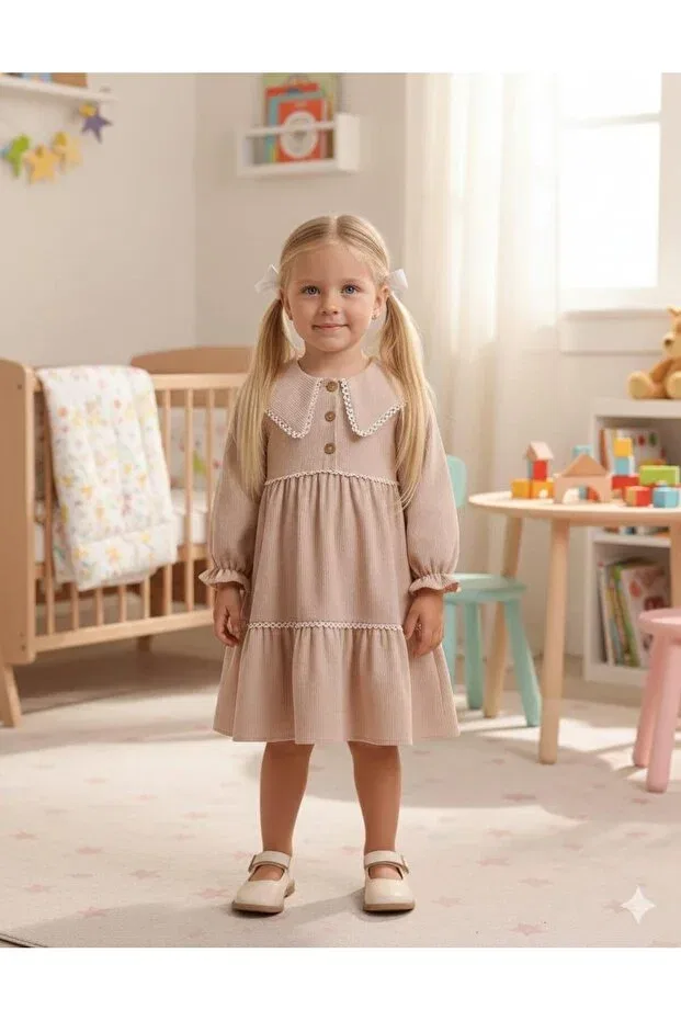 Детское платье для девочек вельветовое Kidello, Beige