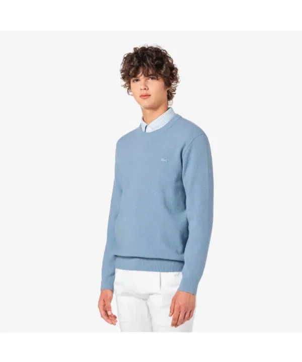 Свитер базовый круговой ворот, ah596e-55n, Lacoste, черный — фото 4