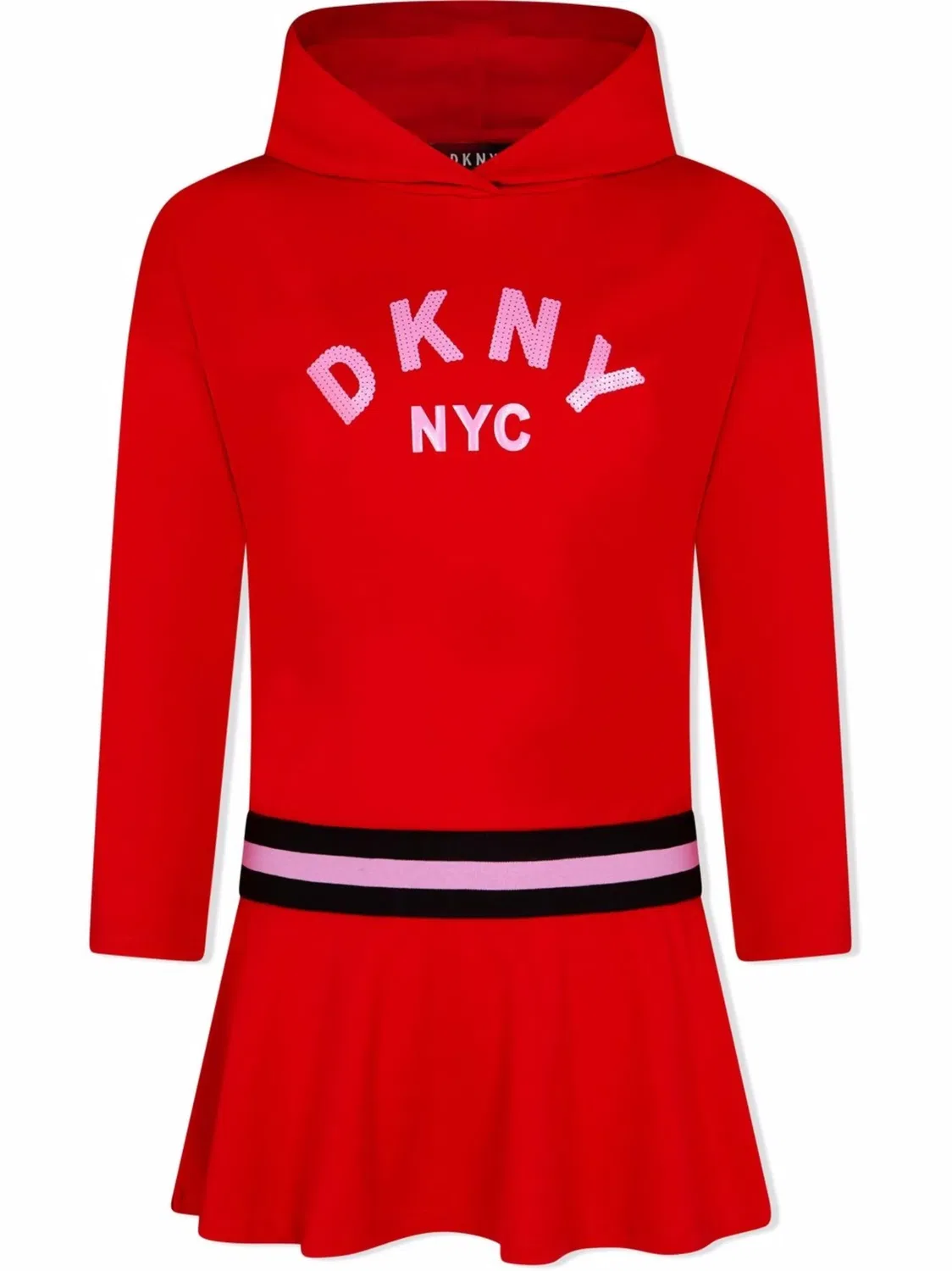 Платье с пайетками и капюшоном DKNY, красный
