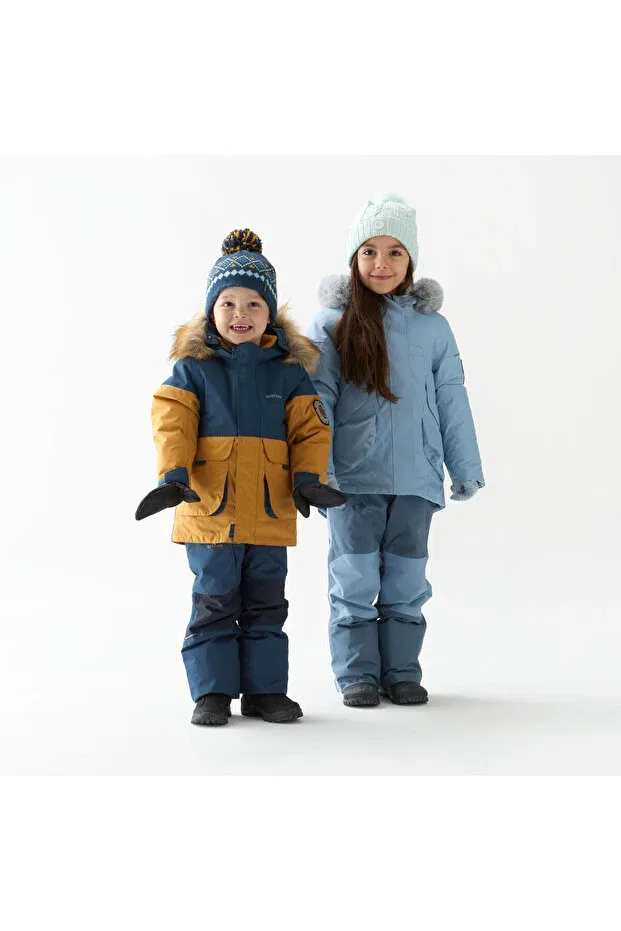 Детское пальто для девочек с капюшоном непромокаемое Quechua, Dark Yellow Decathlon — фото 2