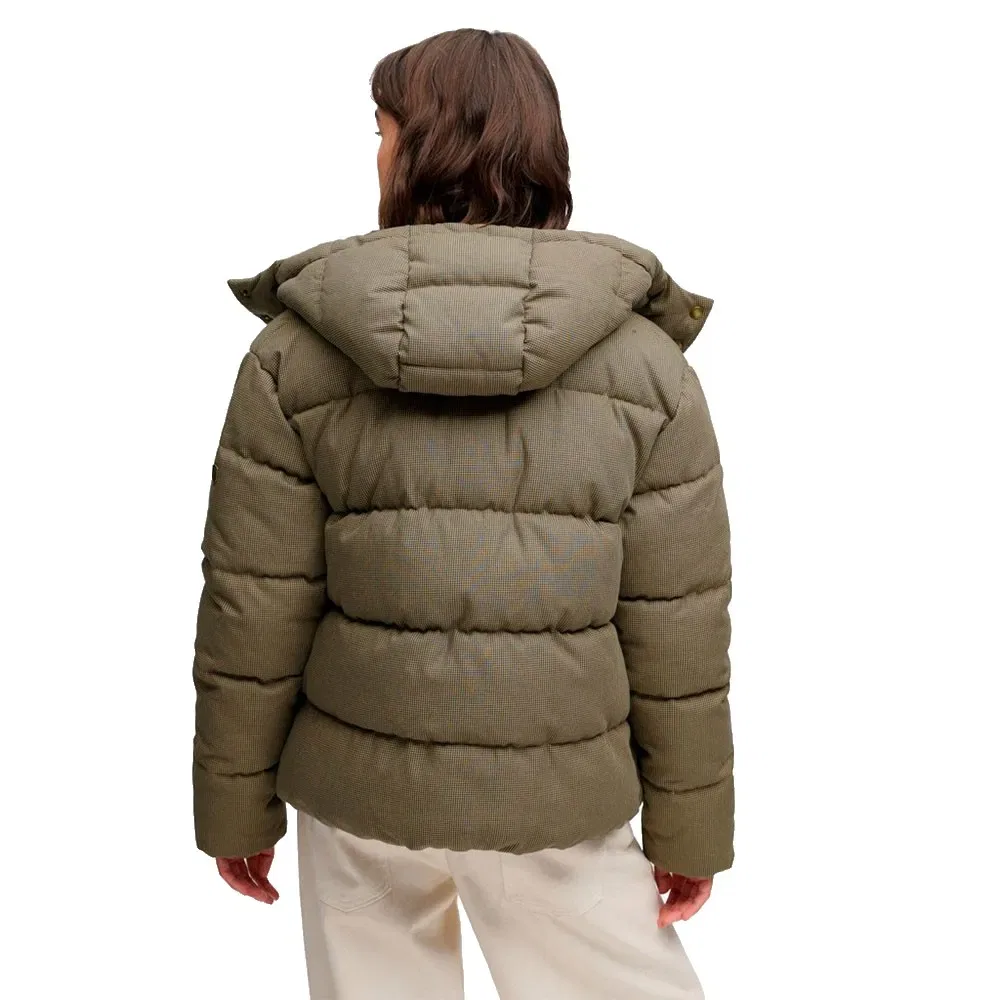Женский стеганый пуховик с капюшоном Premium Check Superdry, Green — фото 2