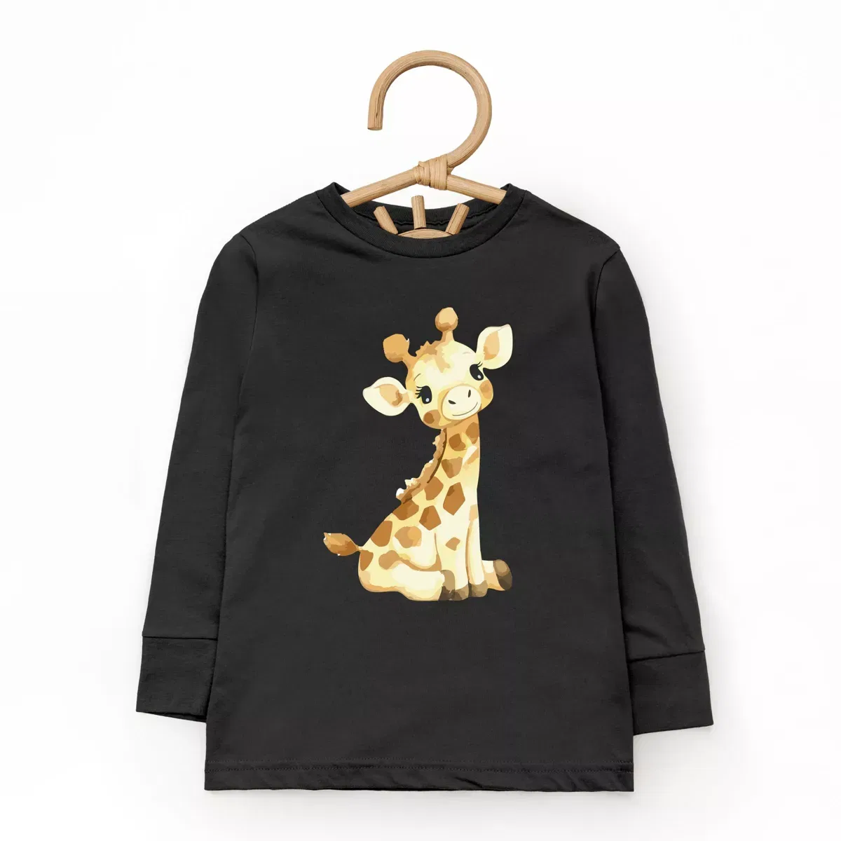 Детская футболка с длинным рукавом с принтом Watercolor Giraffe The Juniper Shop, Seafoam — фото 2