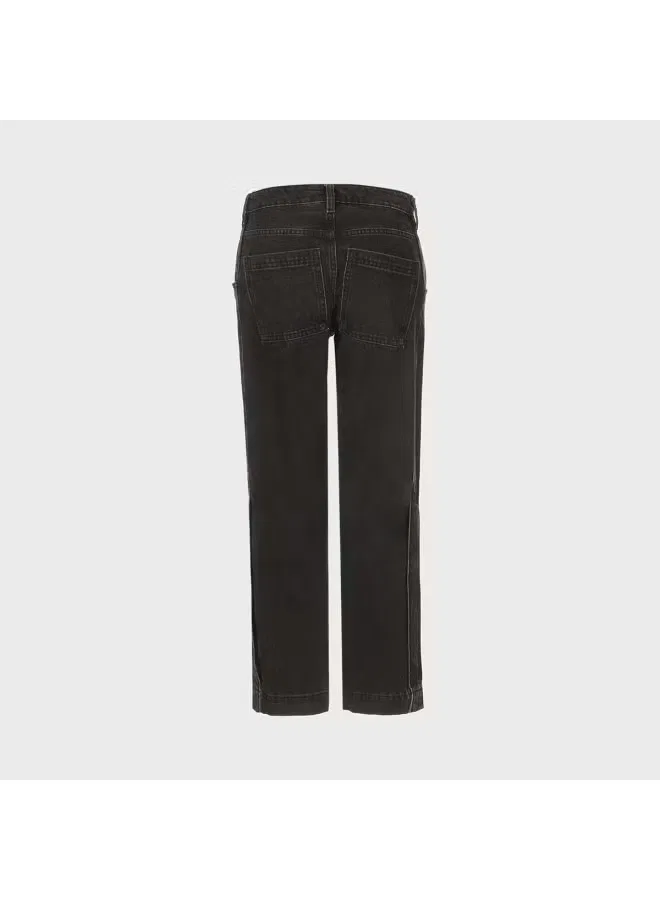 Zara Джинсы прямые из чистого хлопка, дымчато-серый — фото 3