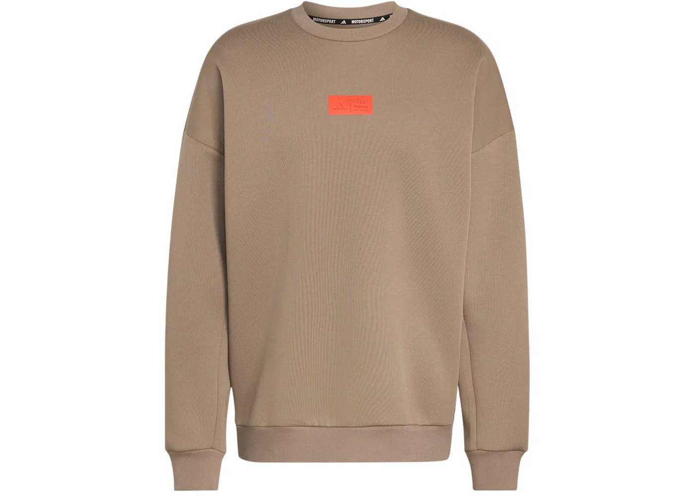 Мужской свитшот с принтом Audi Revolut F1 Team Elevated Crew Sweat Sweatshirt Adidas, Simple Brown/Hi-Res Red