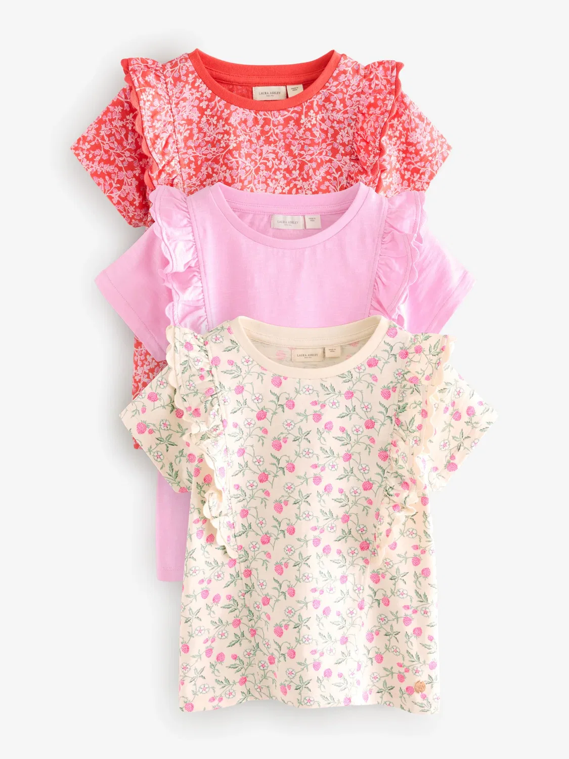 Футболки с коротким рукавом, набор 3 шт., Ric Rac Laura Ashley, красный/розовый