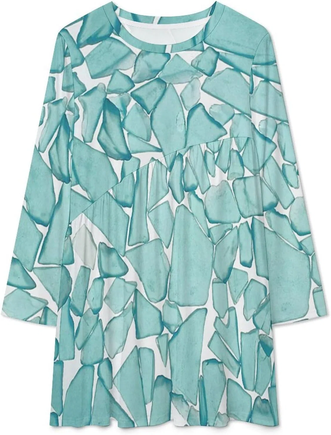 Женская футболка-свитшот с принтом Teal Sea Glass, Multicolor — фото 2
