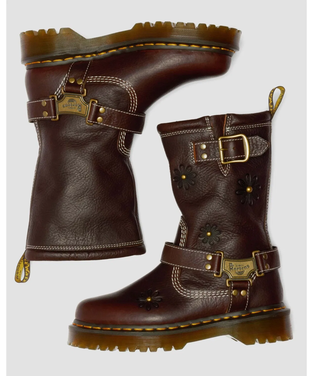 Ботинки Dr. Martens ANISTONE HI с цветочным тиснением, коричневый — фото 2