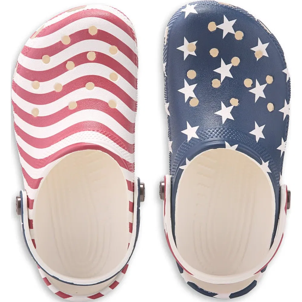 Детские классические сабо с графическим рисунком Crocs, Chalk Americana Mult — фото 4