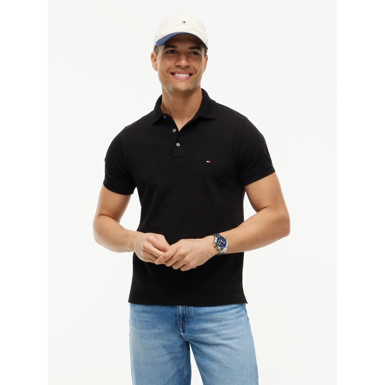 Мужское поло с вышивкой 1985 SLIM POLO Tommy Hilfiger, Black
