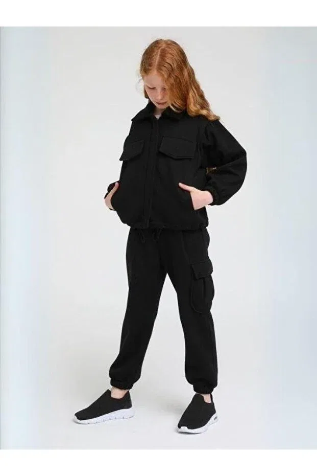 Детский спортивный костюм для девочек хлопковый Sportswear Escabel, Black — фото 3