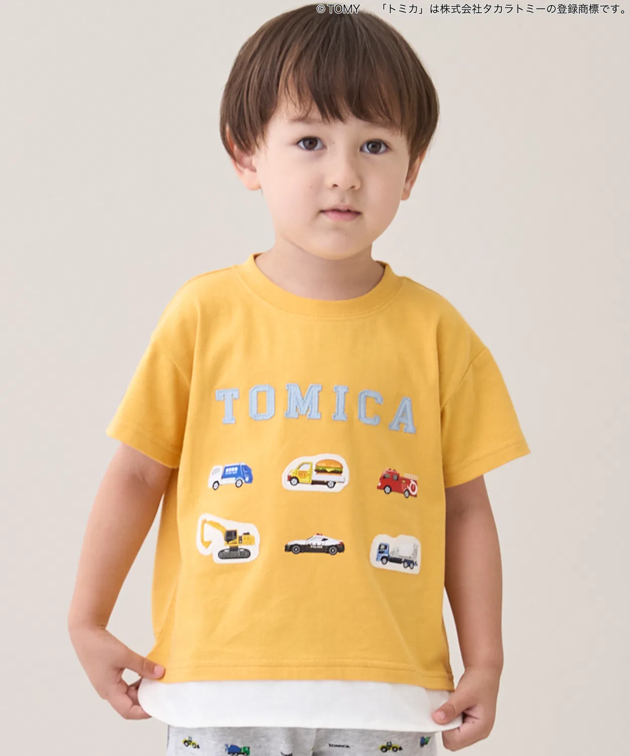 Детская футболка с принтом TOMICA Petit Main, Yellow