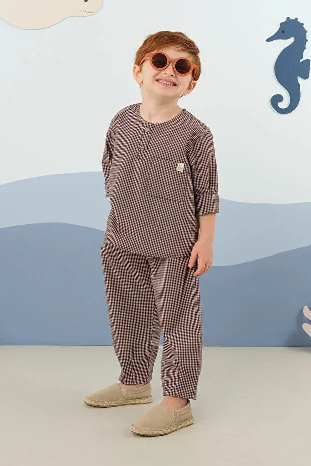 Детская рубашка для мальчиков с длинным рукавом Mioma Kids, Brown — фото 2