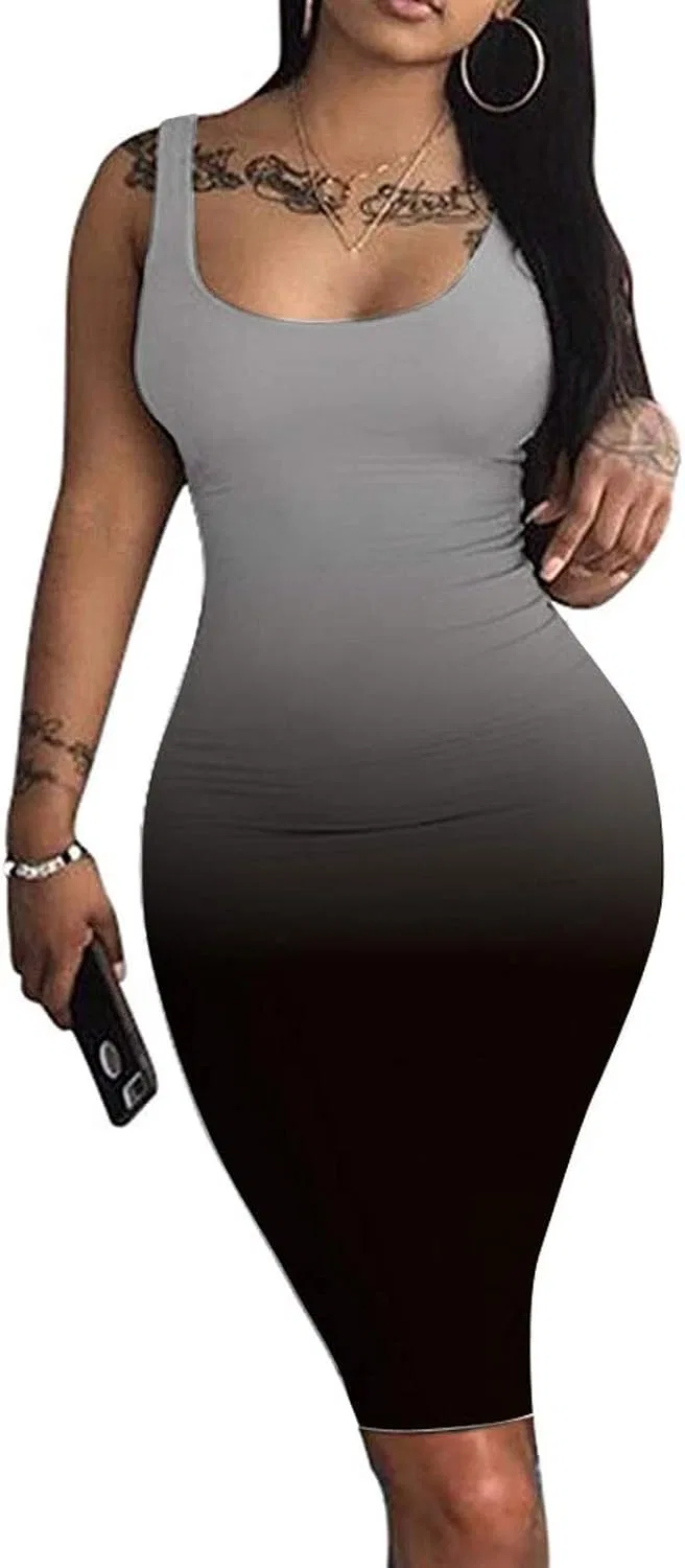 Женское коктейльное платье омбре с квадратным вырезом Bodycon, Black — фото 2