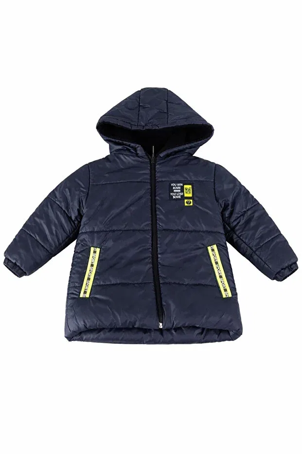 Детский зимнее пуховик для мальчиков с капюшоном Jaju Baby, Navy Blue