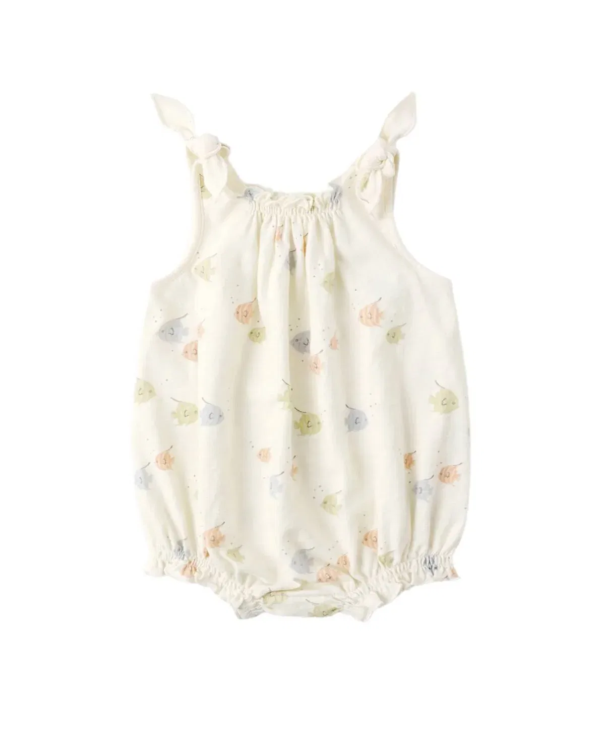 Детский боди-комбинезон с завязками на плечах и цветочным принтом Angel Fish Shoulder Tie Bubble Rylee + Cru, Ivory