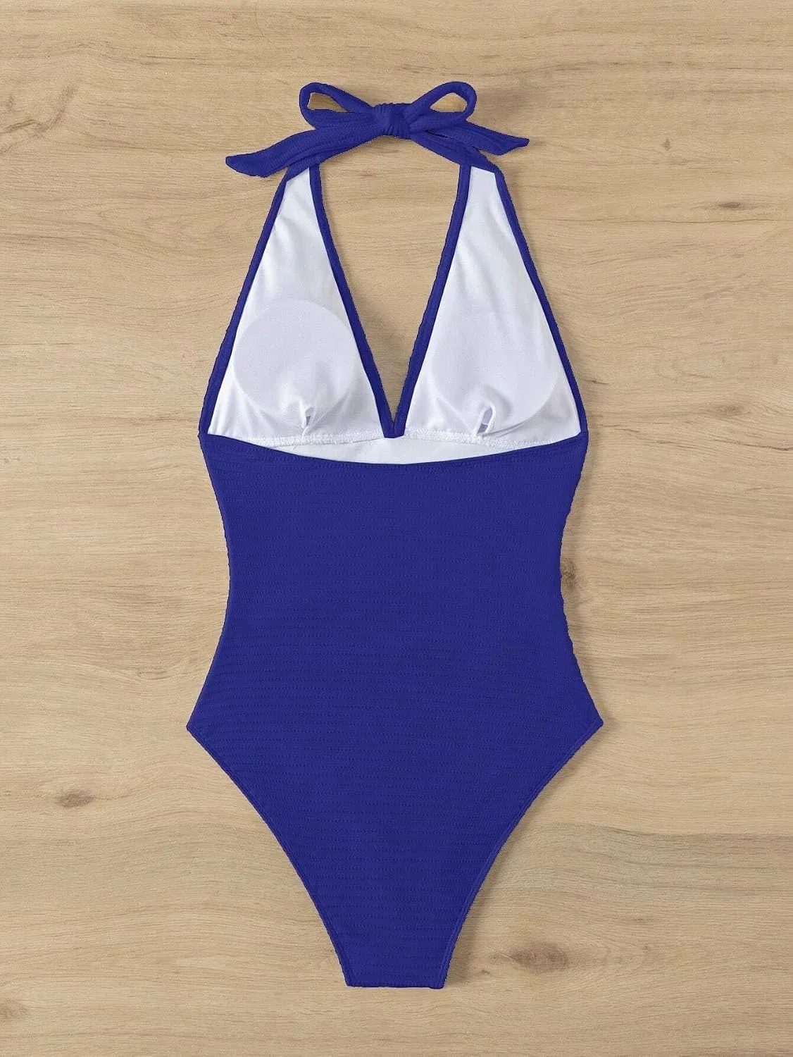 Женский цельнокроеный купальник с завязками на спине Generic, Royal Blue — фото 3