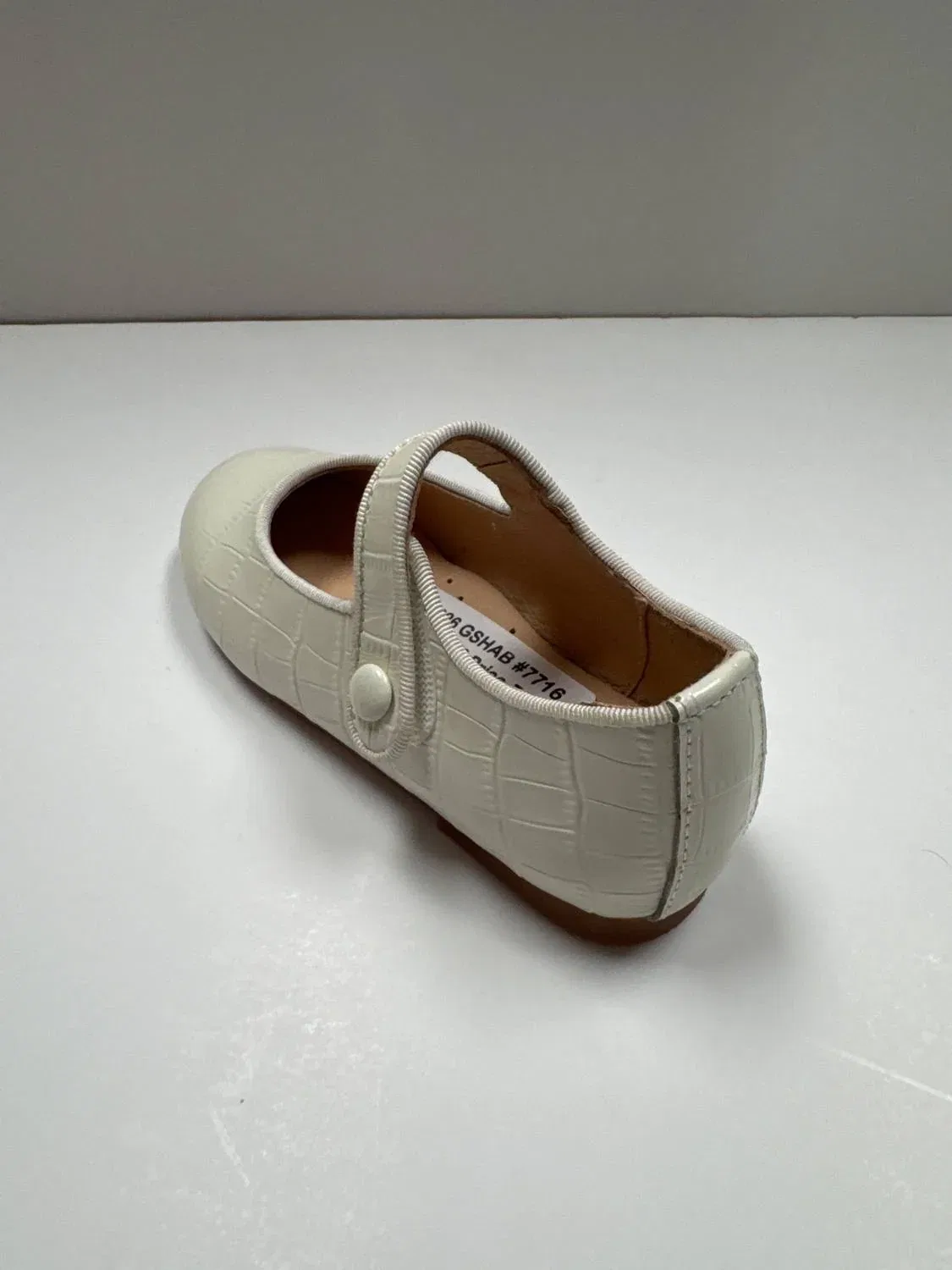 Детские туфли Мэри Джейн с тиснением под крокодила Aurora Mary Jane 1936, White Croco — фото 3