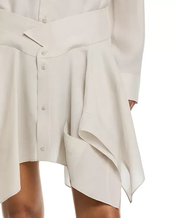 Женское хлопковое платье-рубашка Cut off double shirt dress Alexander Wang, Ash White — фото 3