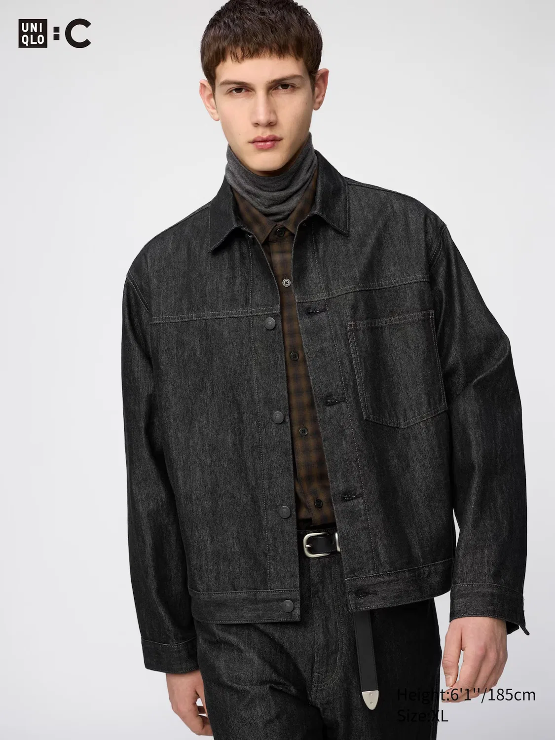 Джинсовая куртка Uniqlo, для повседневной носки, черный