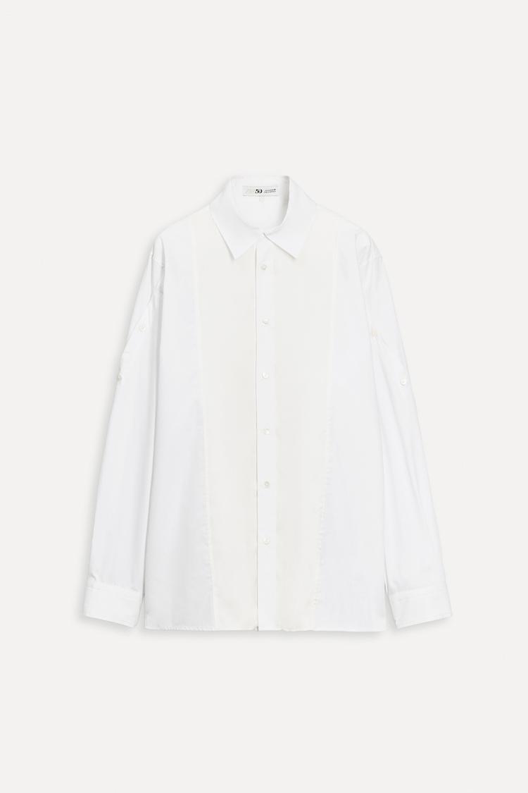 

Рубашка Zara Camisa Combinada Popelín 50th Anniversary, белый