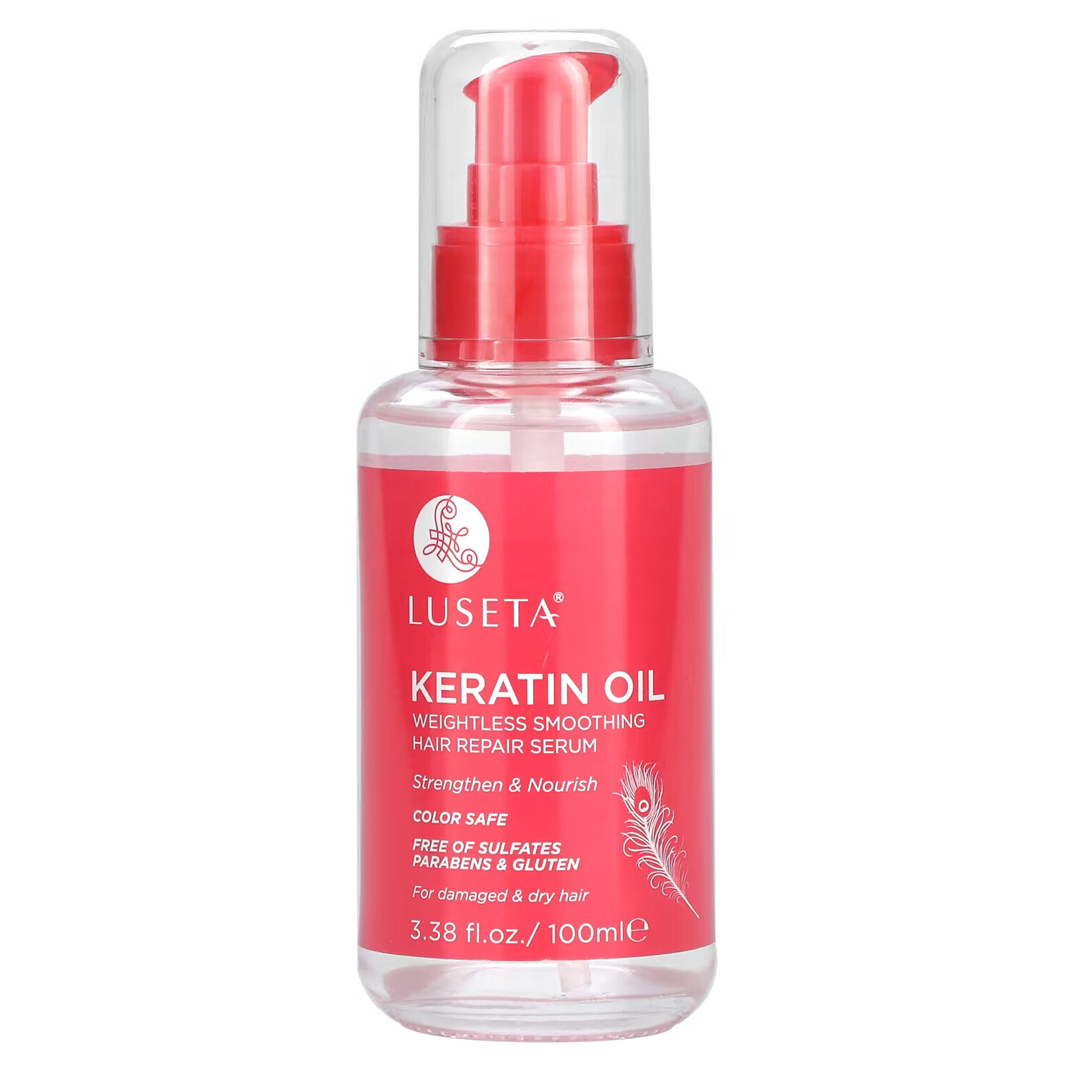 Luseta Beauty, Keratin Oil, легкая разглаживающая сыворотка для восстановления волос, 100 мл (3,38 жидк. унции) — фото 2