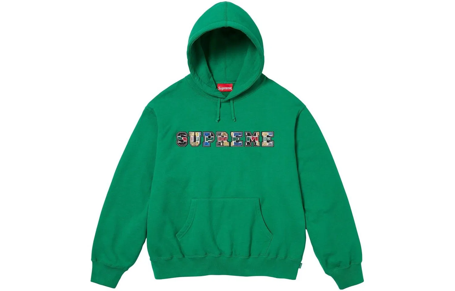 Мужской свитшот с капюшоном и кожаными вставками Collegiate Patchwork Supreme