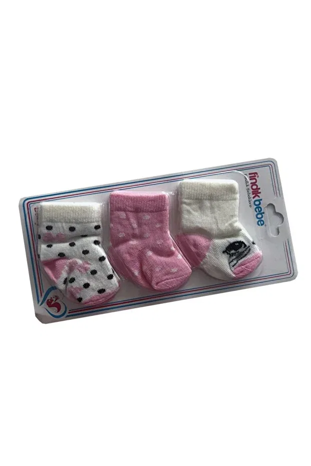 Детские носки для новорожденных с рисунком Fındık Bebe, Cream Powder