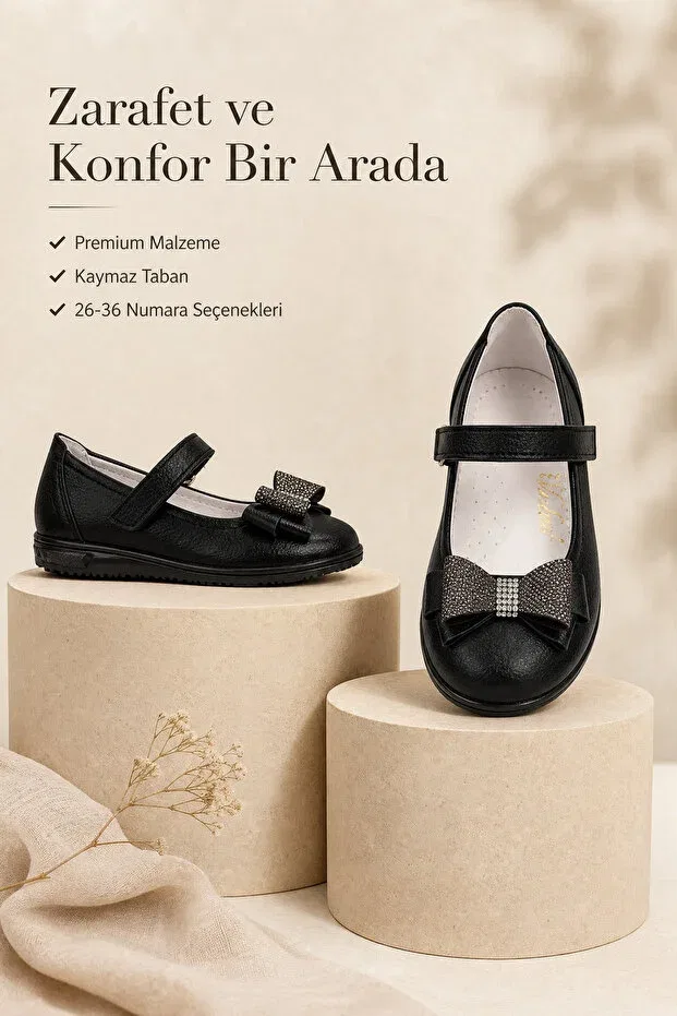 Детские балетки для девочек с бантом Morbella, Black
