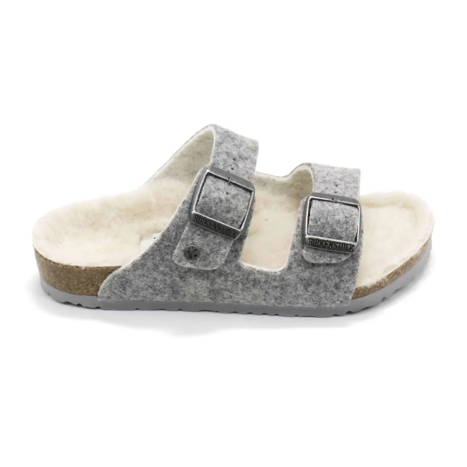 Детские сандалии для девочек с шерстяным верхом Arizona Rivet Birkenstock, Light Grey — фото 2