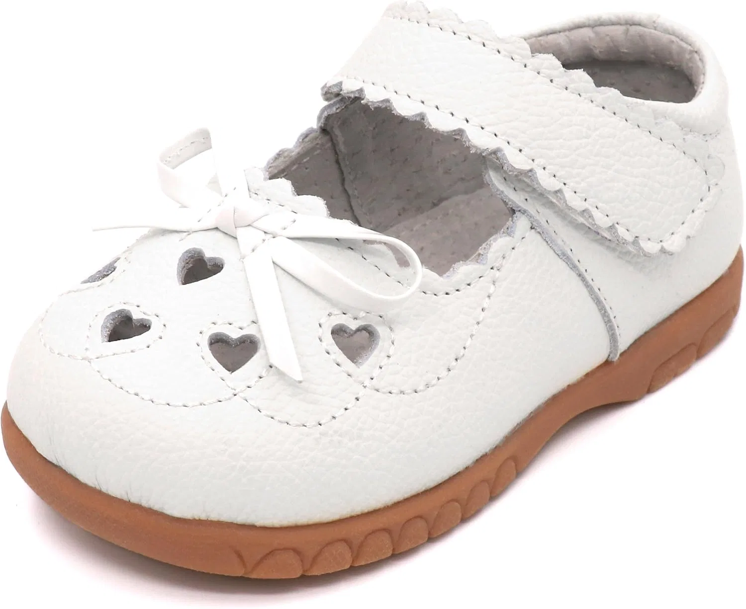 Детские туфли Мэри Джейн с кожаными бантами Femizee, White Bow