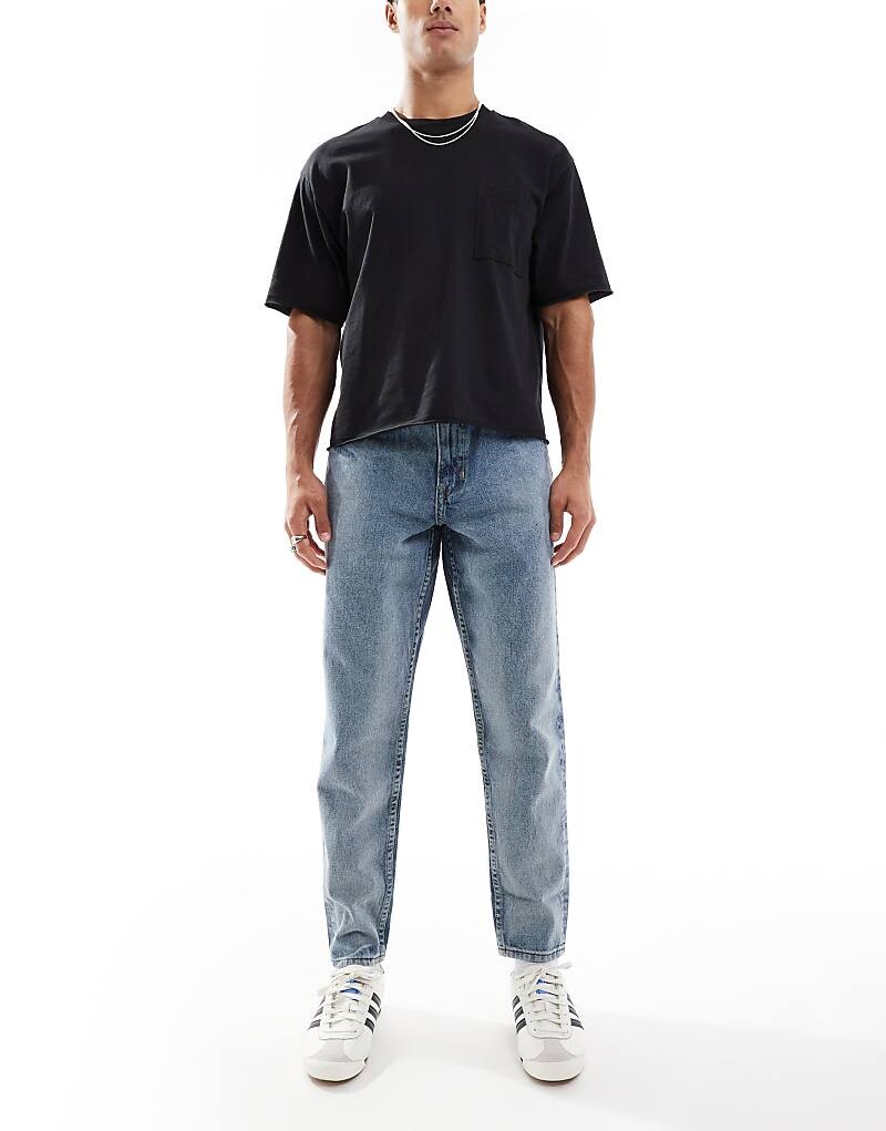 

Синие зауженные джинсы с потертостями ASOS DESIGN