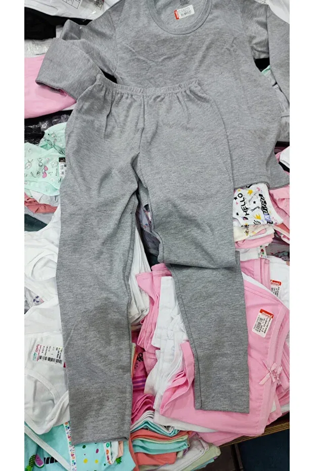 Детский комплект термобелья для мальчиков хлопковый 100% Cotton Combed Interlock Children's Winter Thermal Underwear Set Ceylanoğlu, Gri — фото 4