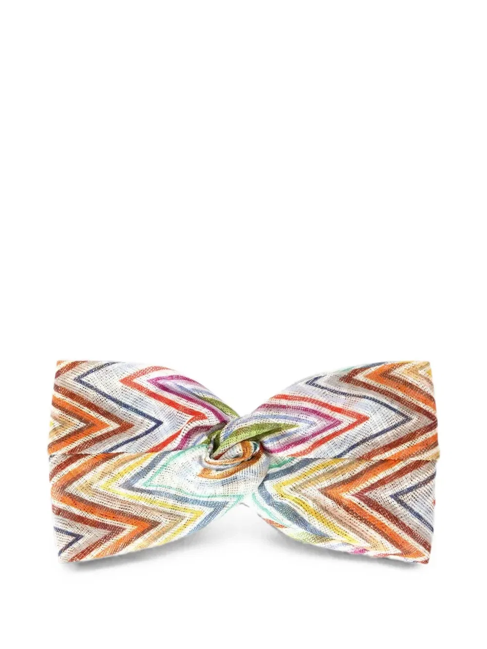 Вязаная повязка на голову в рубчик с узором зигзаг Missoni, белый