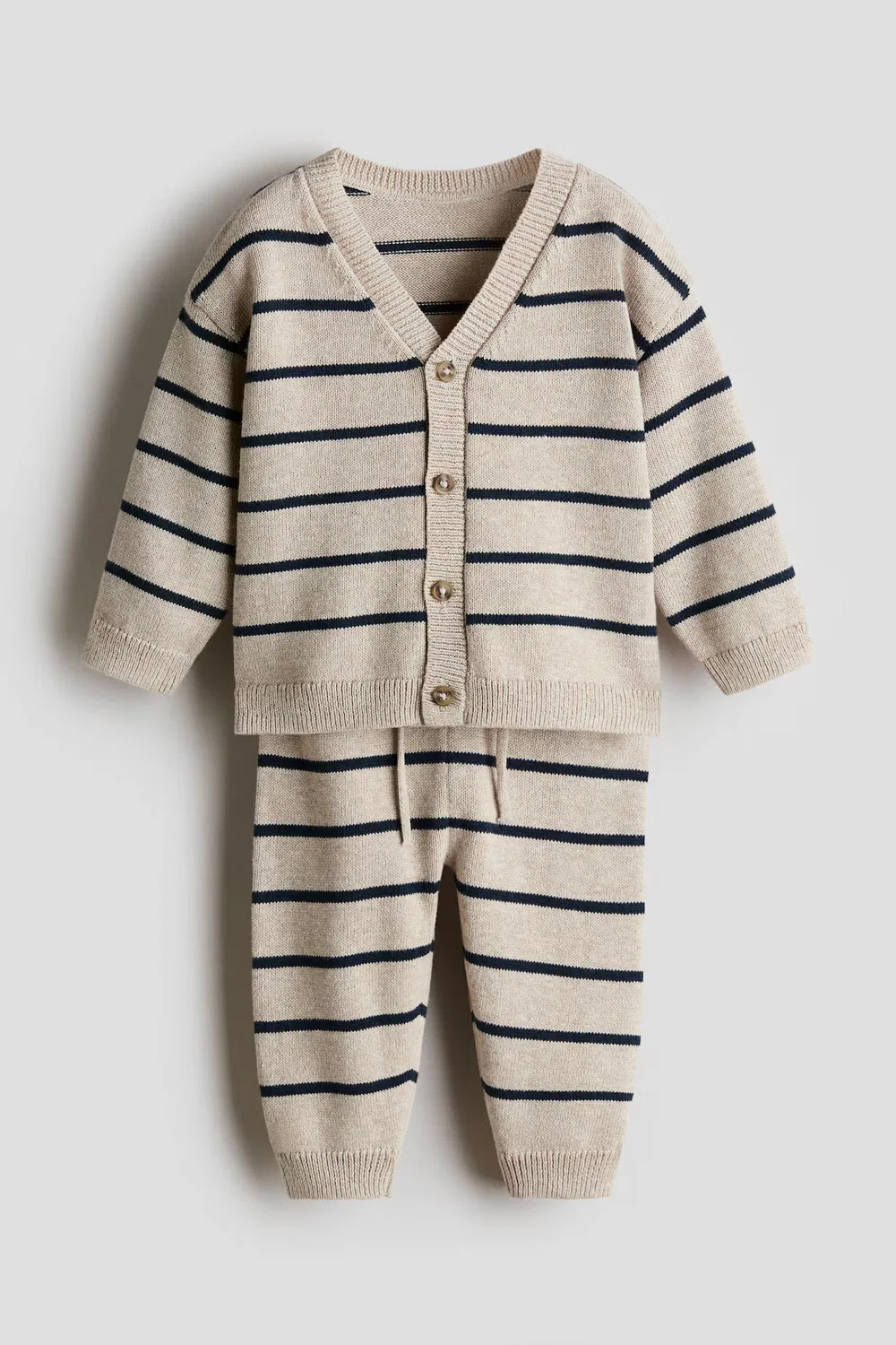 Комплект из двух предметов, изготовленный из хлопкового трикотажа H&M, Beige/Blau Gestreift